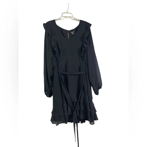 NWT CITY CHIC Pretty Ruffle Dress - black - Picture 2 of 6